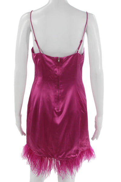 Cami NYC Women Slip Dress Pink Acetate V-Neck Zip Sleeveless Mini Size 4