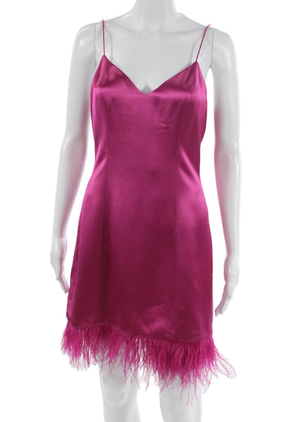 Cami NYC Womens Slip Dress Pink V Neck Mini Sleeveless Zip Acetate Size 2