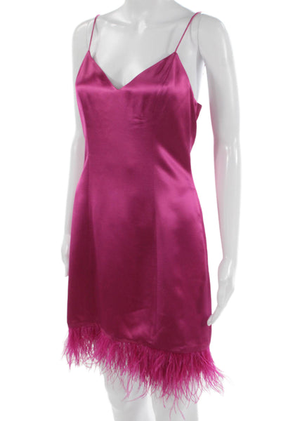 Cami NYC Womens Slip Dress Pink V Neck Mini Sleeveless Zip Acetate Size 2