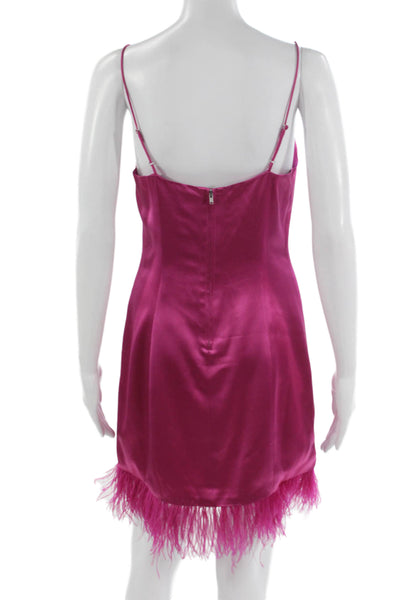 Cami NYC Womens Slip Dress Pink V Neck Mini Sleeveless Zip Acetate Size 2