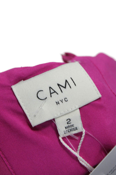 Cami NYC Womens Slip Dress Pink V Neck Mini Sleeveless Zip Acetate Size 2
