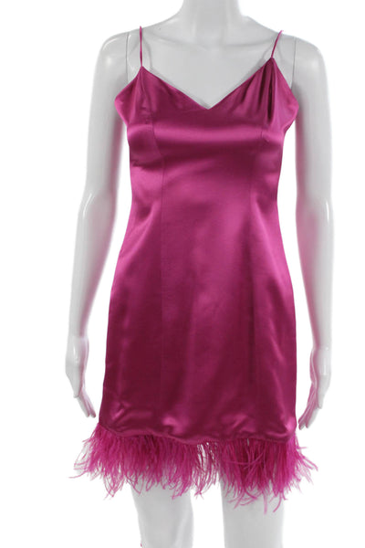 Cami NYC Women Slip Dress Pink V-Neck Acetate Zip Mini Size 00