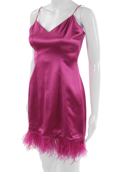 Cami NYC Women Slip Dress Pink V-Neck Acetate Zip Mini Size 00