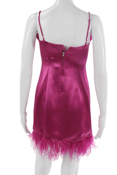Cami NYC Women Slip Dress Pink V-Neck Acetate Zip Mini Size 00