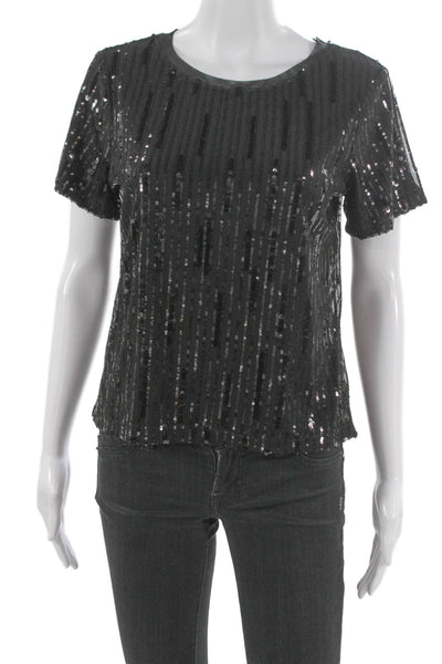 Sanctuary Women Black Basic Blouse Short Sleeve Round Neck Polyester Size XS