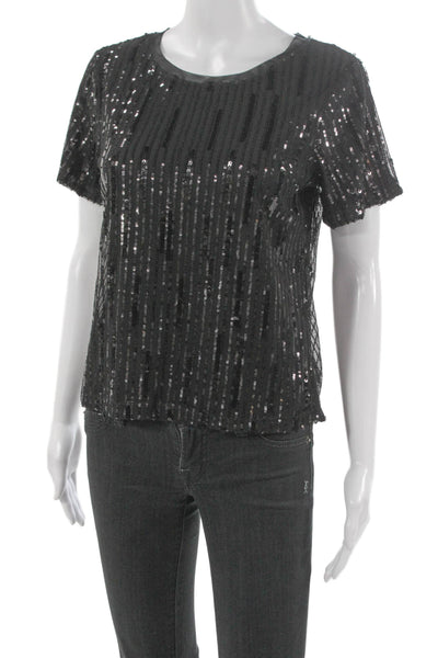 Sanctuary Women Black Basic Blouse Short Sleeve Round Neck Polyester Size XS