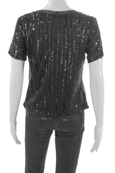 Sanctuary Women Black Basic Blouse Short Sleeve Round Neck Polyester Size XS