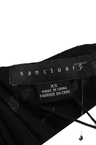 Sanctuary Women Black Basic Blouse Short Sleeve Round Neck Polyester Size XS