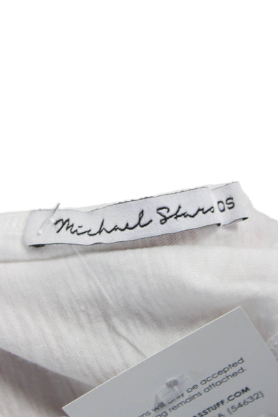 Michael Stars Womens White V-Neck Sleeveless Basic Tank Supima Cotton Size OS