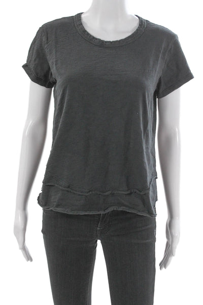 Leallo Women Basic T-Shirt Gray 100% Cotton Crew Neck Short Sleeve Size S