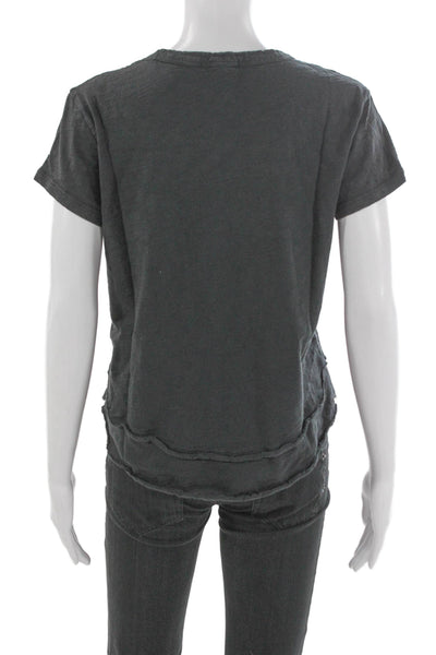 Leallo Women Basic T-Shirt Gray 100% Cotton Crew Neck Short Sleeve Size S