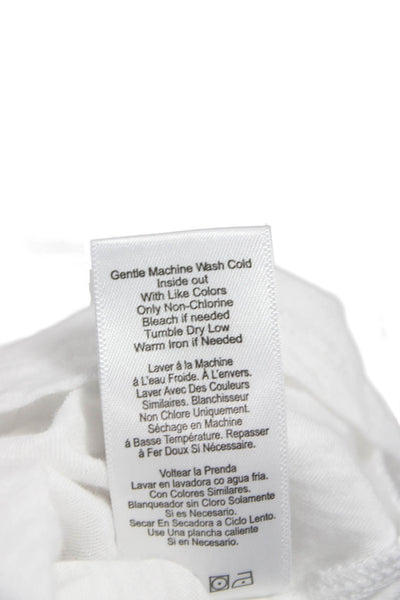 Nation LTD Womens Basic V-Neck Pima Cotton Long Sleeve T-Shirt White Size S