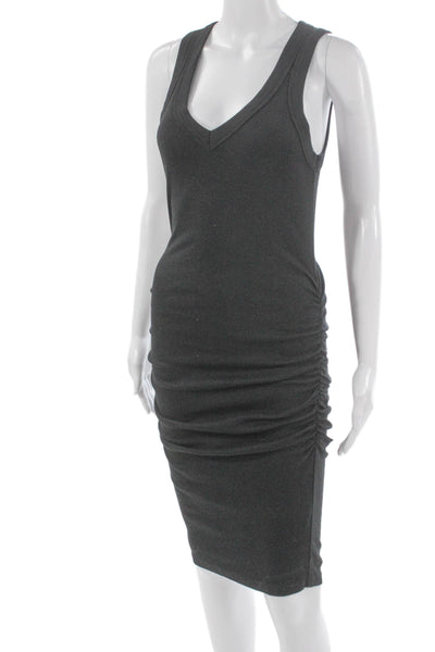 Michael Stars Women Gray Tank Dress Cotton V-Neck Sleeveless Size S