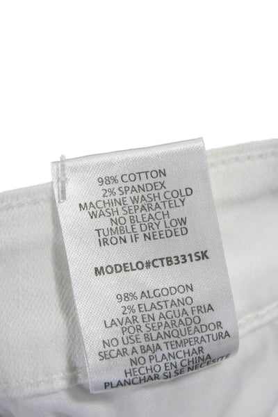 Black Label Womens White Straight Pencil Midi Skirt 98% Cotton Button Size S