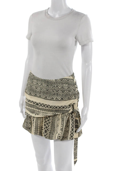 Three Of Something Womens Wrap Skirt Black Geometric Polyester Short Size XS