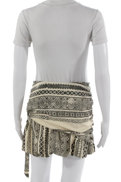 Three Of Something Womens Wrap Skirt Black Geometric Polyester Short Size XS