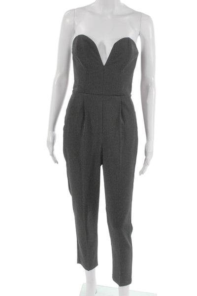 Amanda Uprichard Women Jumpsuit Gray Sweetheart Sleeveless Petite Size XS