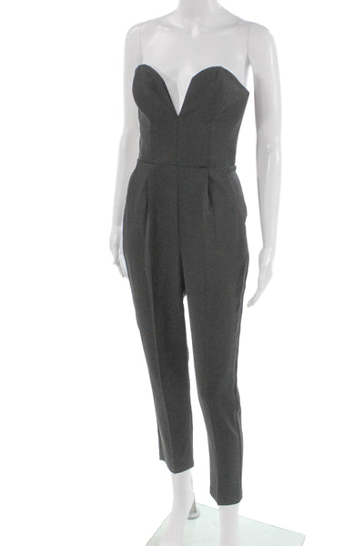 Amanda Uprichard Women Jumpsuit Gray Sweetheart Sleeveless Petite Size XS