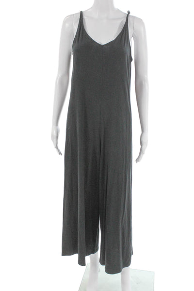 Eberjey Womens Jumpsuit Gray V-Neck Sleeveless Midi Pima Cotton Pullover Size S