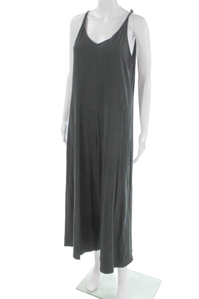 Eberjey Womens Jumpsuit Gray V-Neck Sleeveless Midi Pima Cotton Pullover Size S