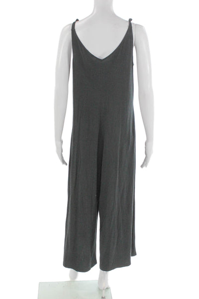 Eberjey Womens Jumpsuit Gray V-Neck Sleeveless Midi Pima Cotton Pullover Size S