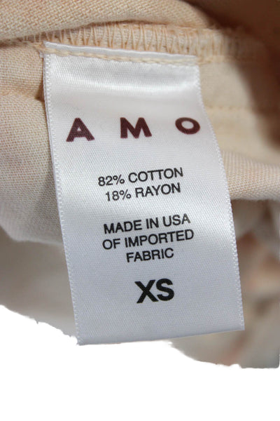Amo Womens Romper Beige Tie Dye Collared Long Sleeve Button Cotton Size XS
