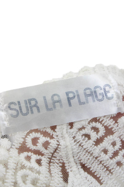 Sur La Plage Womens White Floral Cotton Swimwear Cover Up Size One Size