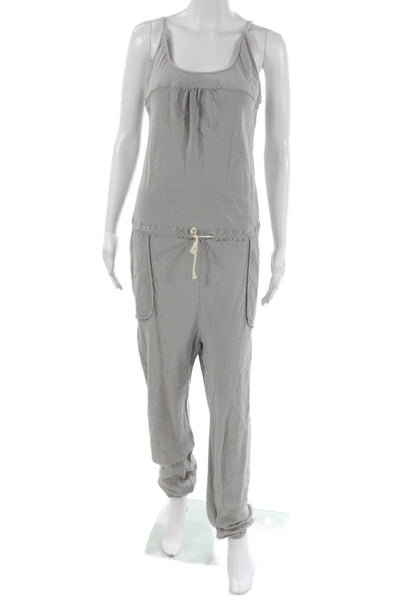 9seed Women Petite Gray Cotton Scoop Neck Sleeveless Jumpsuit Size S