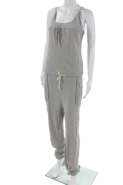 9seed Women Petite Gray Cotton Scoop Neck Sleeveless Jumpsuit Size S