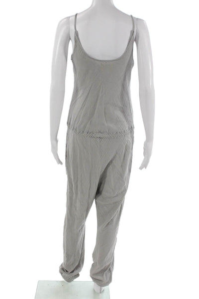 9seed Women Petite Gray Cotton Scoop Neck Sleeveless Jumpsuit Size S