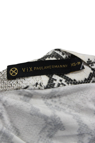 Vix Paula Hermanny Womens Mini Animal Print Collared Black Dress Size XS