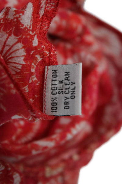 Taj By Sabrina Grippa Womens Red Off Shoulder Floral Romper Long Sleeve Size XS