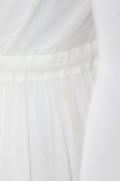 OndadeMar Women Maxi Dress White V-Neck Sleeveless Cotton Size S