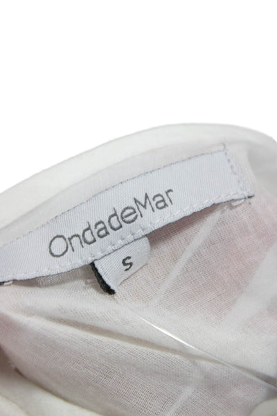 OndadeMar Women Maxi Dress White V-Neck Sleeveless Cotton Size S