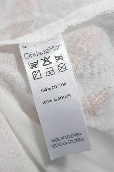 OndadeMar Women Maxi Dress White V-Neck Sleeveless Cotton Size S