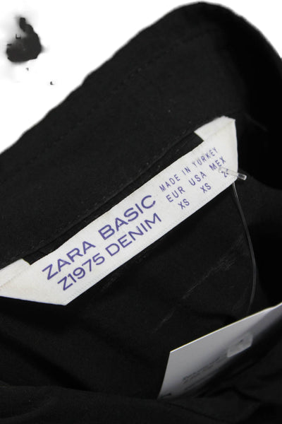 Zara Womens Shirt Dress Gray Lyocell Collared Long Sleeve Button Short Size XS