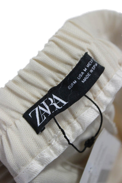 Zara Women Dress Pants Beige Polyester Pull On 31in Inseam Size M