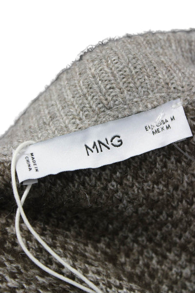 MNG Womens Brown Argyle Crew Neck Pullover Sweater Polyamide Size M