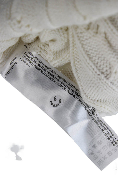 MNG Womens Cardigan White V-Neck 100% Cotton Long Sleeve Solid Size S