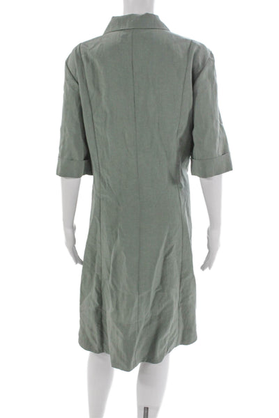 Vince Women Green Collared Shift Mini Dress 3/4 Sleeve Size XL