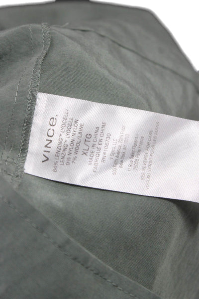 Vince Women Green Collared Shift Mini Dress 3/4 Sleeve Size XL