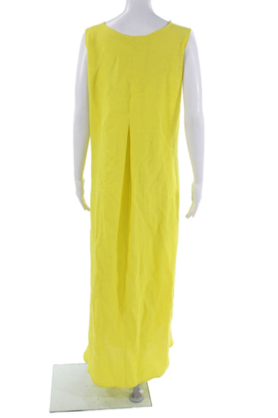 Dusan Women Yellow Linen Maxi Dress Boat Neck Sleeveless Pullover Size One Size