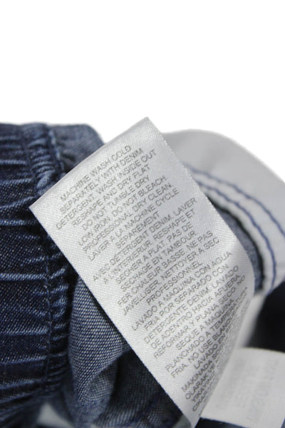 Tibi Women Cropped High Rise Pull On Cotton Pants Blue Size XL
