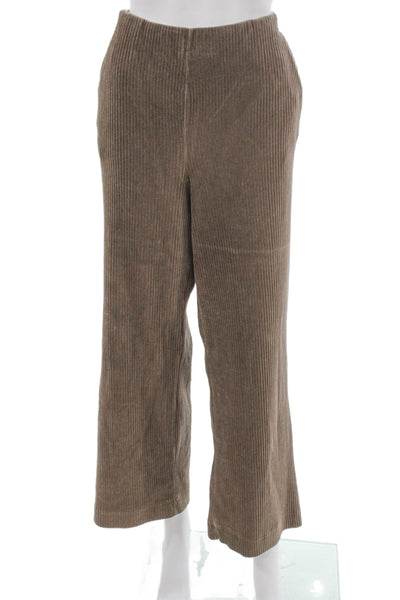 Yerse Women Ankle Brown Cotton Pants Pull On Size XL