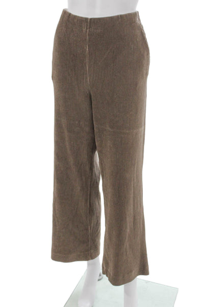 Yerse Women Ankle Brown Cotton Pants Pull On Size XL