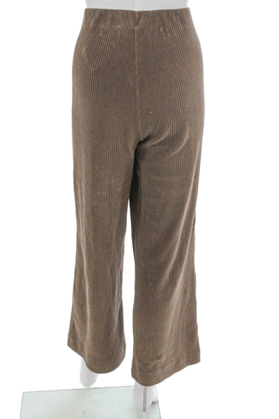 Yerse Women Ankle Brown Cotton Pants Pull On Size XL