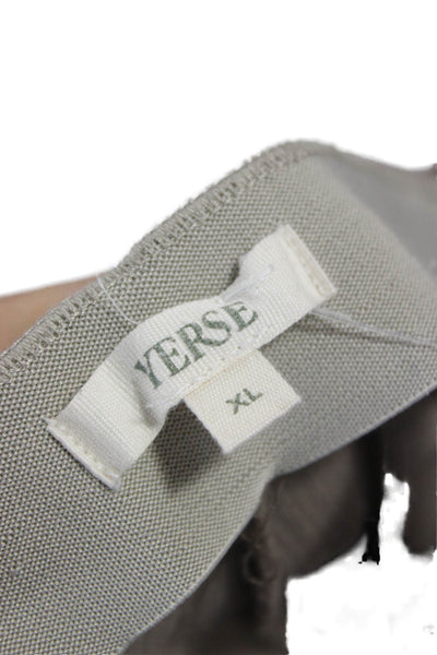 Yerse Women Ankle Brown Cotton Pants Pull On Size XL