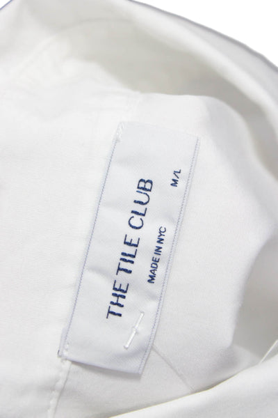 The Tile Club Womens Cropped Cotton Button-Up Collared Long Sleeve White Size M