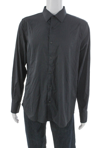 Bonobos Mens Button Front Long Sleeve Collared Lightweight Shirt Black Large