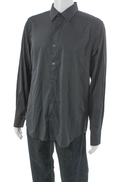 Bonobos Mens Button Front Long Sleeve Collared Lightweight Shirt Black Large